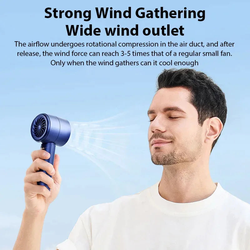 BreezGO fan USB charging port detail — charges in under 2 hours